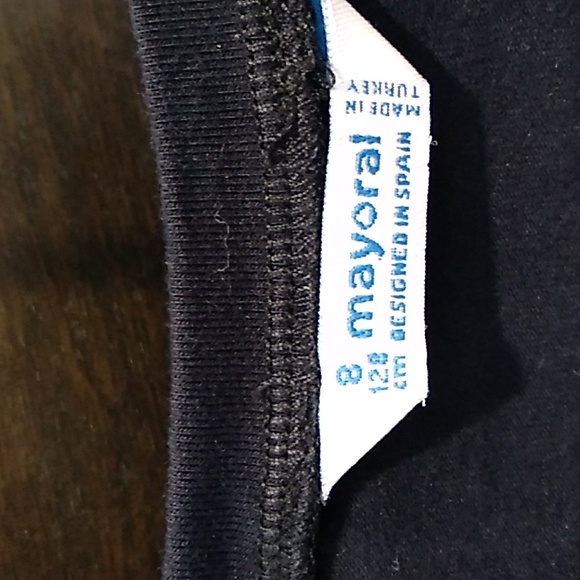 Mayoral size 8 girls navy  long sleeve t-shirt with furry cats and gems - Picture 8 of 8